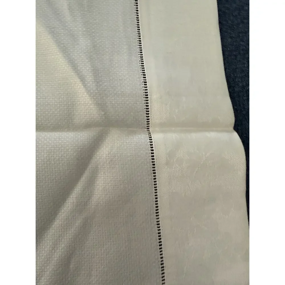 VTG Set Of 4 Pure Irish Linen Double Floral Trim Patterned Napkins 21x21 Ireland